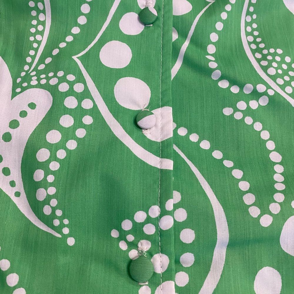 Vintage Sleeveless Dress Green and White Swirl Button Up Belt Summer NWT - Picture 10 of 14